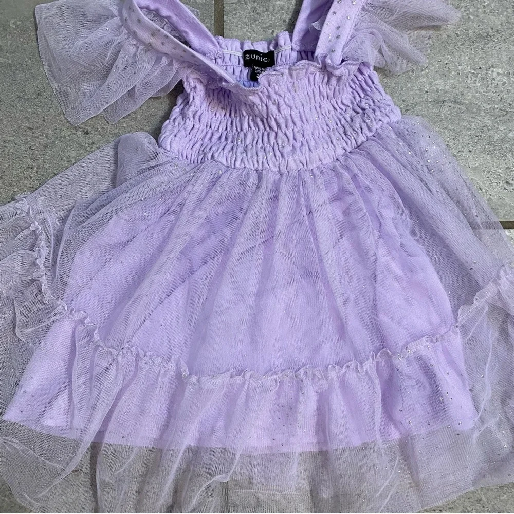 Zunie 3T Girls Lilac Purple Tulle Fairy Dress - Picture 3 of 5